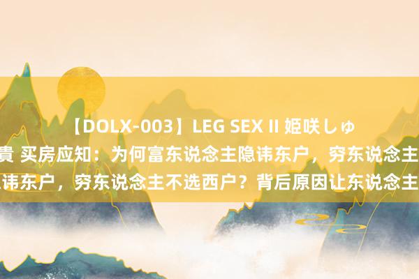 【DOLX-003】LEG SEX II 姫咲しゅり ゆりあ 眞雪ゆん 江口美貴 买房应知：为何富东说念主隐讳东户，穷东说念主不选西户？背后原因让东说念主唏嘘不已