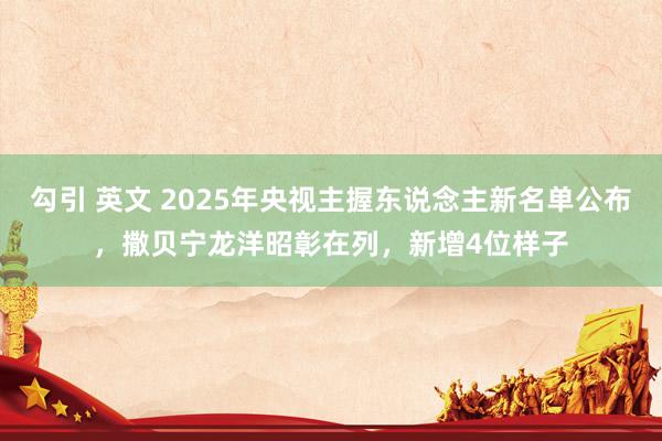 勾引 英文 2025年央视主握东说念主新名单公布，撒贝宁龙洋昭彰在列，新增4位样子