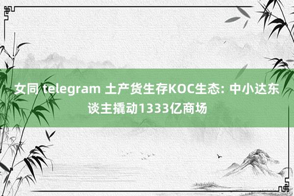 女同 telegram 土产货生存KOC生态: 中小达东谈主撬动1333亿商场