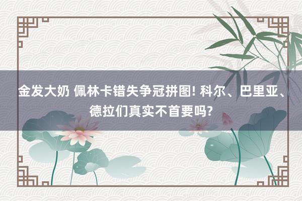 金发大奶 佩林卡错失争冠拼图! 科尔、巴里亚、德拉们真实不首要吗?