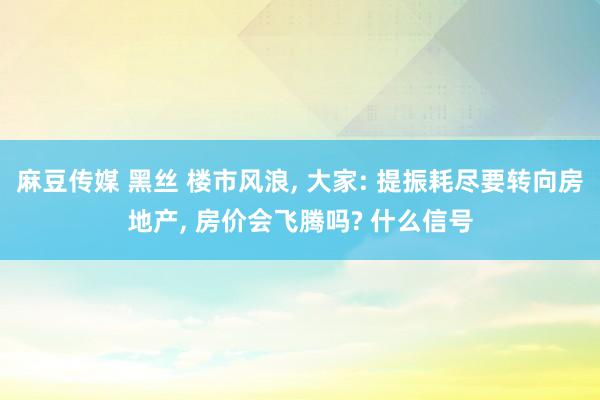 麻豆传媒 黑丝 楼市风浪, 大家: 提振耗尽要转向房地产, 房价会飞腾吗? 什么信号