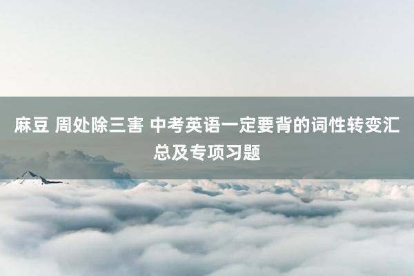 麻豆 周处除三害 中考英语一定要背的词性转变汇总及专项习题
