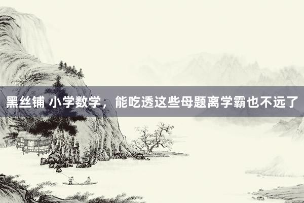 黑丝铺 小学数学，能吃透这些母题离学霸也不远了